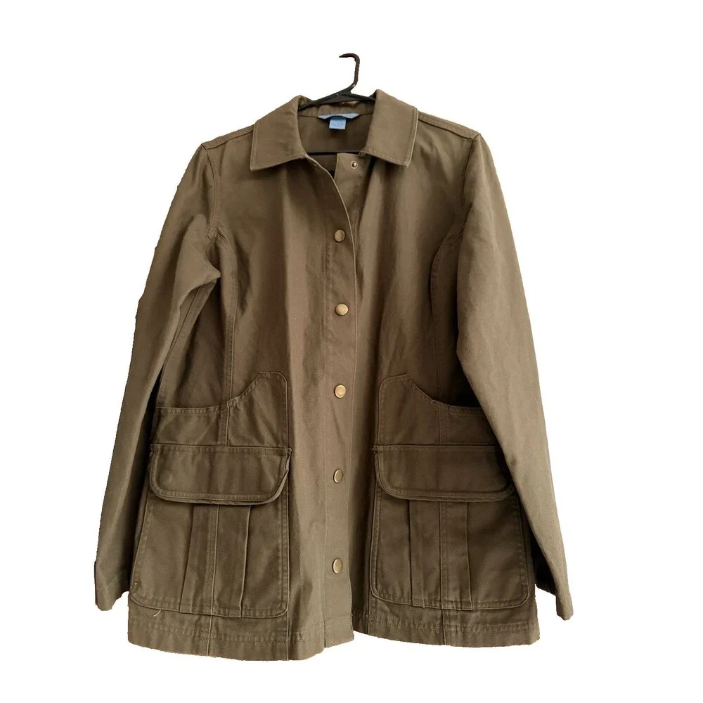Duluth Trading Canvas Utility Field Jacket Women L Olive Green 100% Cotton - Picture 3 of 8